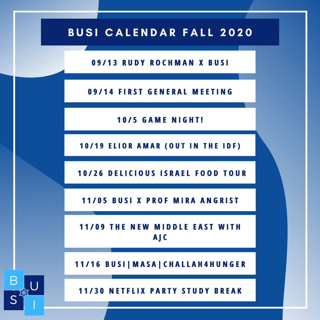 BUSI Calendar Fall 2020